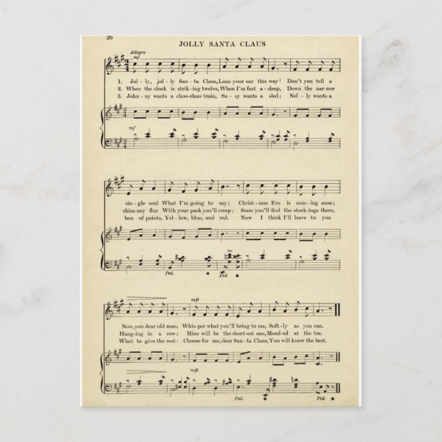 Cartes Pour Fêtes Annuelles Carol de Noël : "Jolly Old Santa Claus" (Devant)