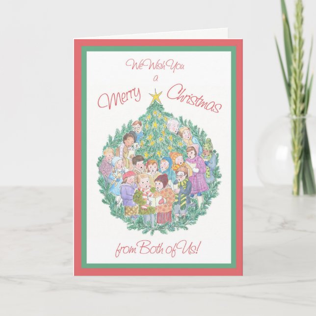 Cartes Pour Fêtes Annuelles Carol Singers, Arbre de Noël de nous deux (Devant)