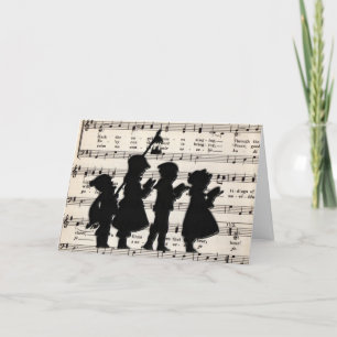 Cartes Pour Fêtes Annuelles Carolers d'enfants avec la musique de Noël