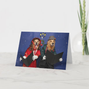 Cartes Pour Fêtes Annuelles Carolers d'or de Noël