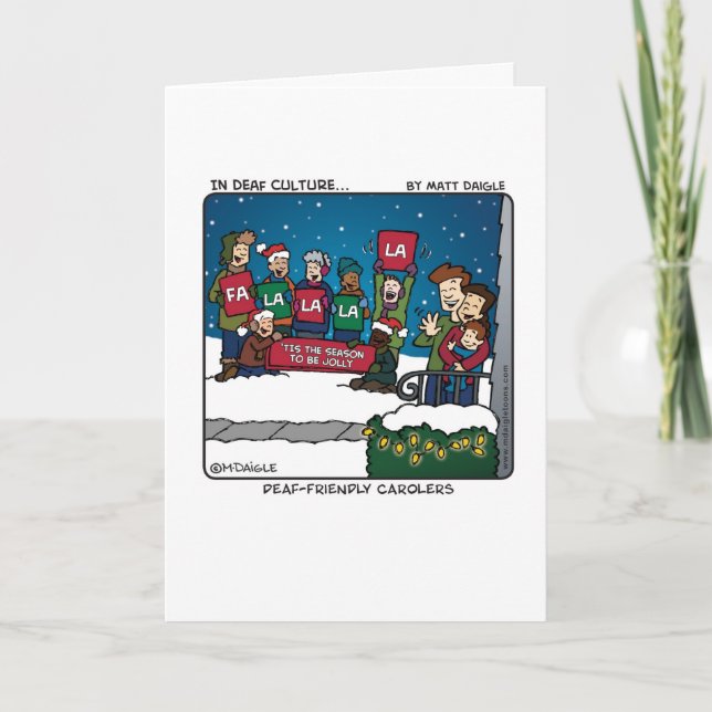 Cartes Pour Fêtes Annuelles Carolers Sourd-Amicaux (Devant)
