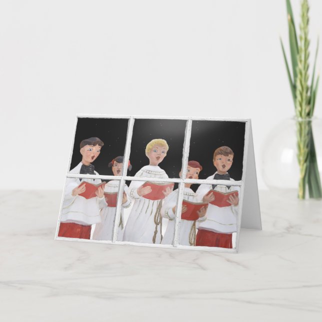 Cartes Pour Fêtes Annuelles Caroleurs de Noël dans la fenêtre (Devant)