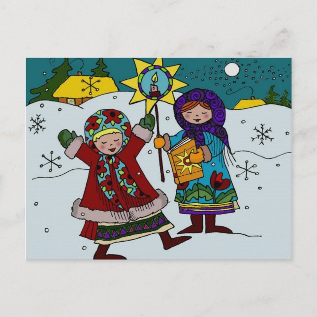 Cartes Pour Fêtes Annuelles Caroleurs ukrainiens de Noël Art populaire ukraini (Devant)