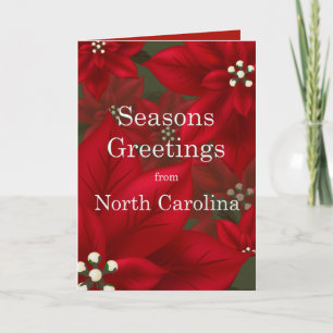 Cartes Pour Fêtes Annuelles Caroline du Nord Poinsettia Seasons