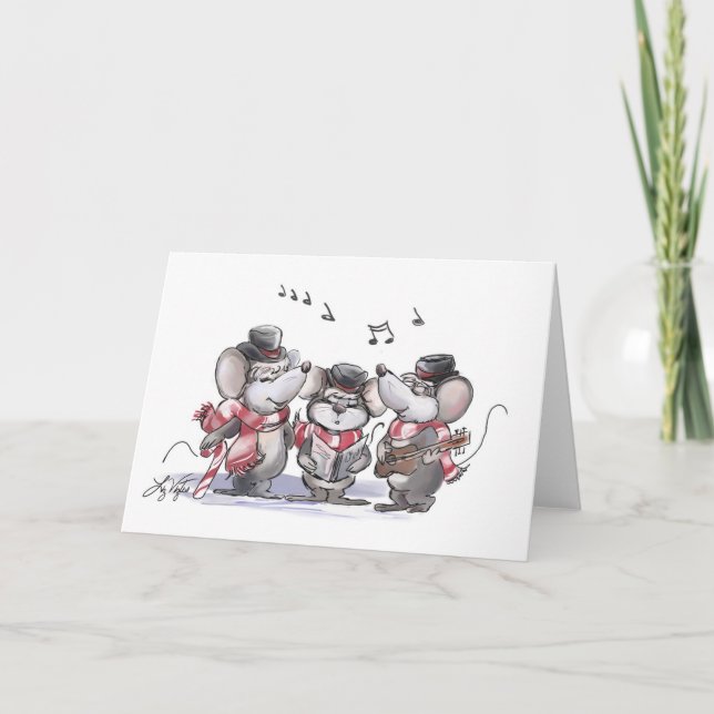 Cartes Pour Fêtes Annuelles Caroling Mic, Mac & Moe Card (Devant)