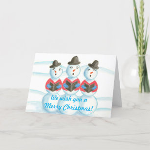 Cartes Pour Fêtes Annuelles Caroling Snowmen Nous vous souhaitons un joyeux No