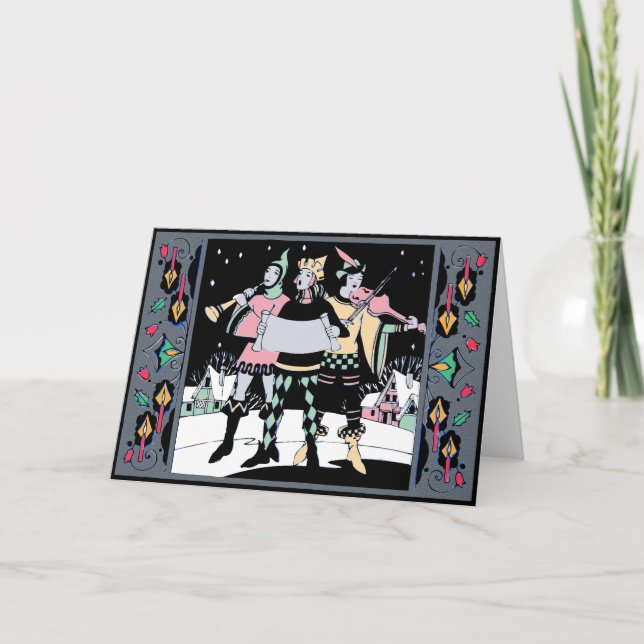 Cartes Pour Fêtes Annuelles Caroling Trio Colorway One (Devant)