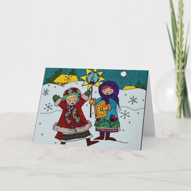 Cartes Pour Fêtes Annuelles Carollers de Noël ukrainiens (Devant)