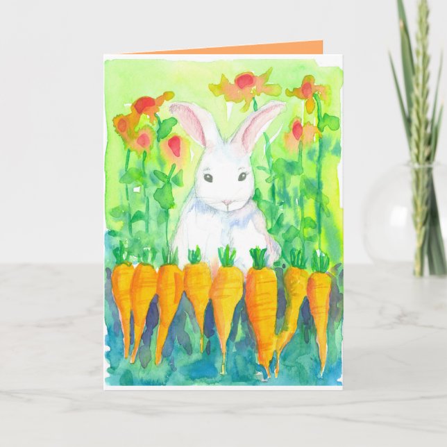 Cartes Pour Fêtes Annuelles Carottes de lapin blanc Bonne Pâques (Devant)