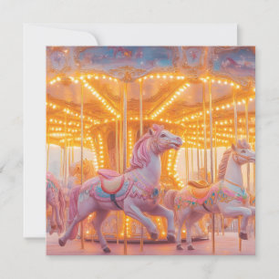 Cartes Pour Fêtes Annuelles Carousel enchanté : Scène de Fairytale Whimsical