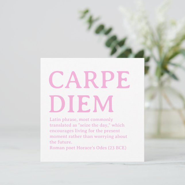 Cartes Pour Fêtes Annuelles Carpe Diem latin quote (Debout devant)