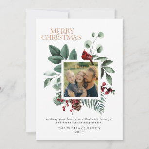 Cartes Pour Fêtes Annuelles Carré botanique de Noël moderne Foliage 1 Photo