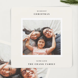 Cartes Pour Fêtes Annuelles Carré photo moderne Merriest Christmas Beige Frame