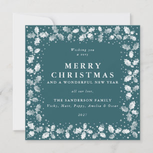 Cartes Pour Fêtes Annuelles Carré vert main imprimé Holly Joyeux Noël