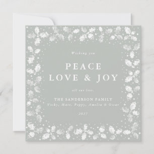 Cartes Pour Fêtes Annuelles Carré Vert Main Imprimé Holly Peace Love + Joy