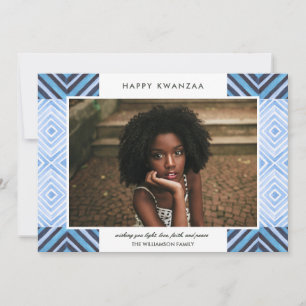 Cartes Pour Fêtes Annuelles Carreaux d'aquarelle moderne Kwanzaa Bleu Phot