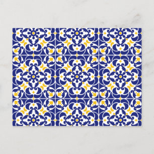 Cartes Pour Fêtes Annuelles Carreaux méditerranéens Motif bleu et jaune