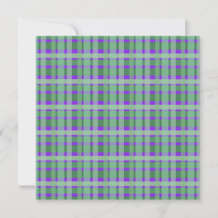 Cartes Pour Fêtes Annuelles Carreaux Vichy Tartan Vert à Rayures sur Fond Viol