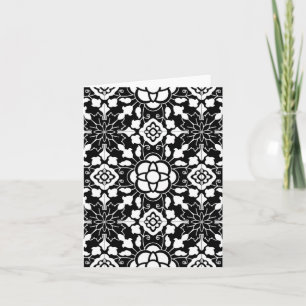 Cartes Pour Fêtes Annuelles Carrelage marocain floral, noir et blanc
