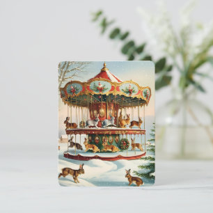 Cartes Pour Fêtes Annuelles carrousel de noël vintage lapin