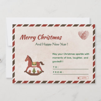 Cartes Pour Fêtes Annuelles 🎄🌸Carte de Noël et du Nouvel An vintage avec che