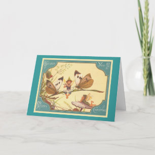 Cartes Pour Fêtes Annuelles "Carte de Noël vintage de fées "