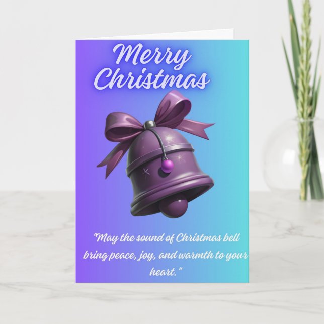 Cartes Pour Fêtes Annuelles "Carte de voeux violet de Noël Bell (Devant)