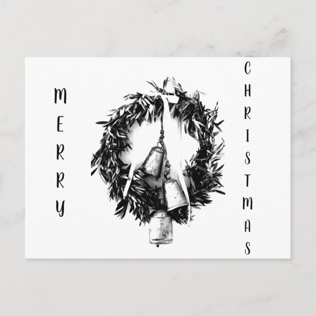 CARTES POUR FÊTES ANNUELLES **CARTE POSTALE POUR NOËL** SOUHAITS NOIRS/BLANCS (Devant)