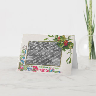 Cartes Pour Fêtes Annuelles "Carte vintage de cadre de photo de Noël heureux"