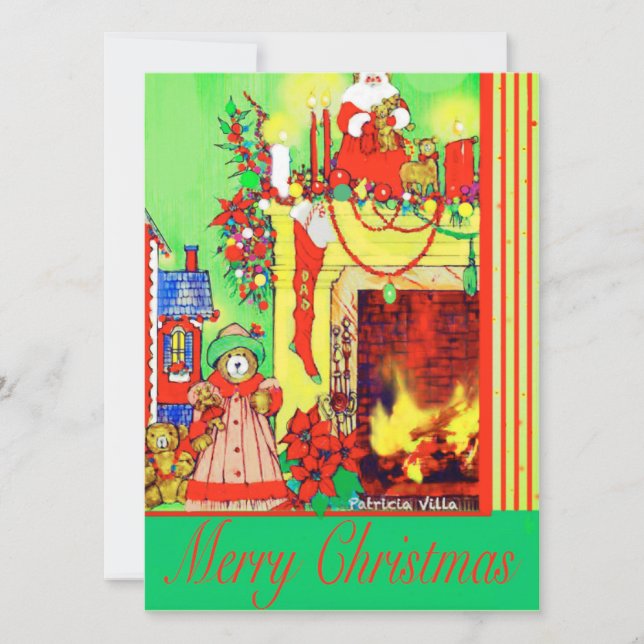 Cartes Pour Fêtes Annuelles Cartes de Fêtes de Noël et Nounours (Devant)