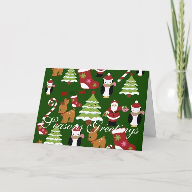 Cartes Pour Fêtes Annuelles Cartes de voeux de Noël pliées Joyeuses Fêtes (Devant)