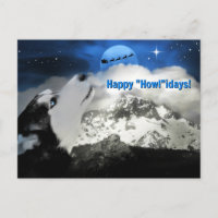 Cartes de vœux Joyeuses Fêtes Husky aux Yeux Bleus