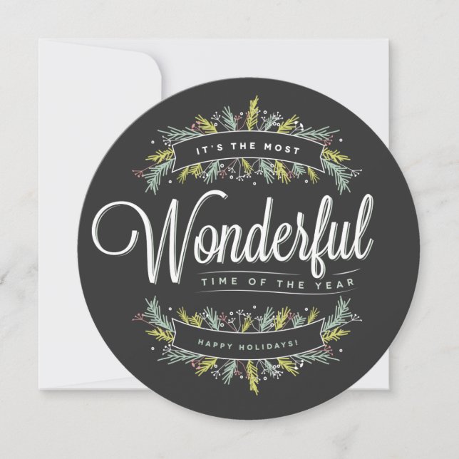 Cartes Pour Fêtes Annuelles Cartes de vœux photo rondes de fêtes avec des brin (Devant)