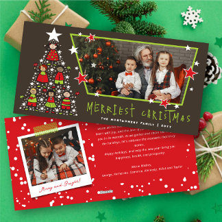 Cartes Pour Fêtes Annuelles Cartographie Arbre de Noël Merriest mignon Enfants