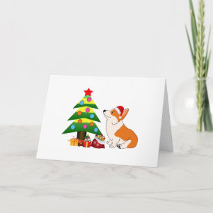 Cartes Pour Fêtes Annuelles Cartographie de Corgi gallois avec arbre