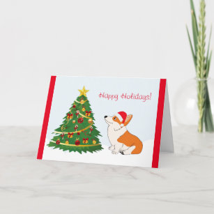 Cartes Pour Fêtes Annuelles Carton de Corgi gallois de l'arbre de Noël