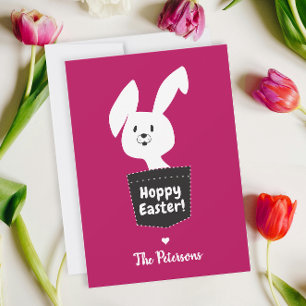 Cartes Pour Fêtes Annuelles Carton de lapin blanc rouge pâle pâle mignon