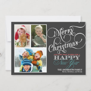 Cartes Pour Fêtes Annuelles Carton de Noël 3 photos de Noël