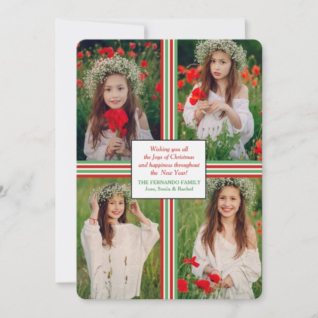 Cartes Pour Fêtes Annuelles Carton de Noël 4 Photo Holiday Card (Devant)