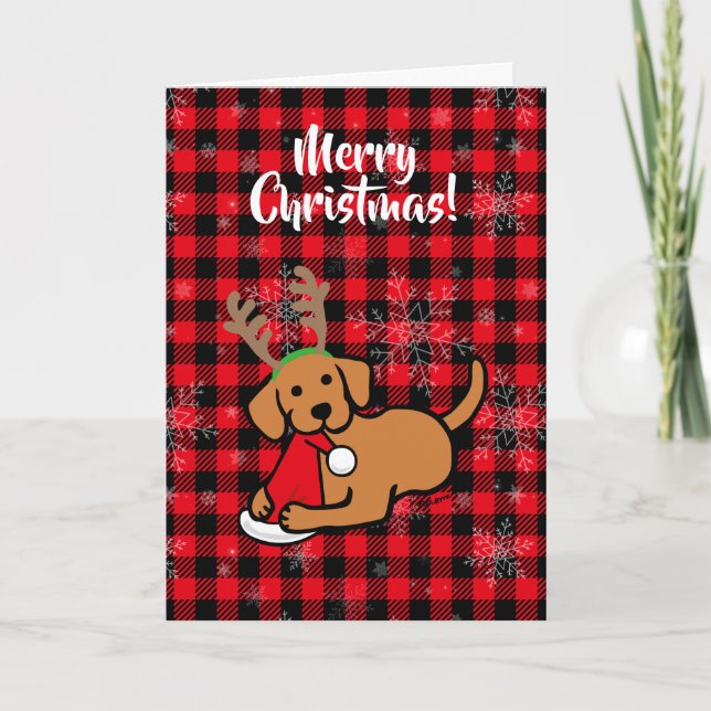 Cartes Pour Fêtes Annuelles Carton de Noël Fox Red Labrador et Père Noël (Devant)