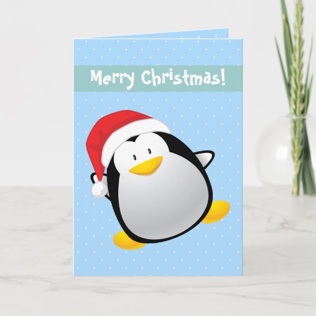 Cartes Pour Fêtes Annuelles Carton de Noël joyeux Père Noël Penguin (Devant)