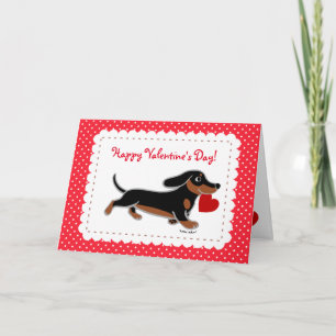 Cartes Pour Fêtes Annuelles Carton de Saint Valentin noir et tan Dachshund