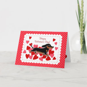 Cartes Pour Fêtes Annuelles Carton de Saint Valentin noir et tan Dachshund