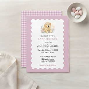 Cartes Pour Fêtes Annuelles Carton d'invitation à une Baby Shower Golden Retri
