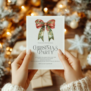 Cartes Pour Fêtes Annuelles Carton d'invitation de Noël élégant rouge et vert