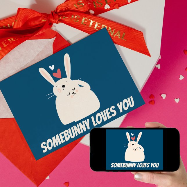 Cartes Pour Fêtes Annuelles Carton mignon lapin soyeux Pun Valentine Card (Créateur téléchargé)