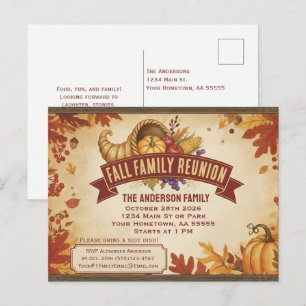 Cartes Pour Fêtes Annuelles Carton postal Corne d'abondance de citrouilles aux