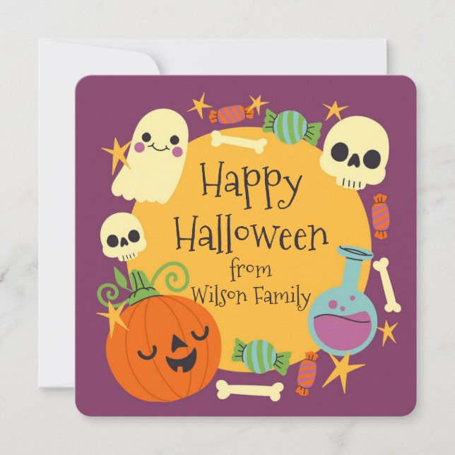 Cartes Pour Fêtes Annuelles Carton rétro Halloween effrayant  (Devant)