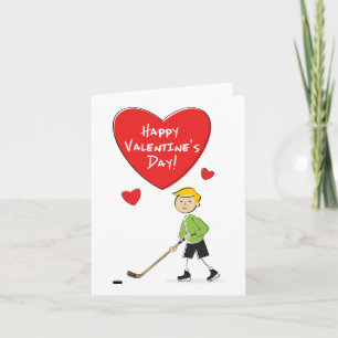 Cartes Pour Fêtes Annuelles Cartoon Boy Hockey Valentines Card