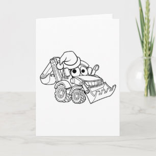 Cartes Pour Fêtes Annuelles Cartoon Christmas Digger Bulldozer